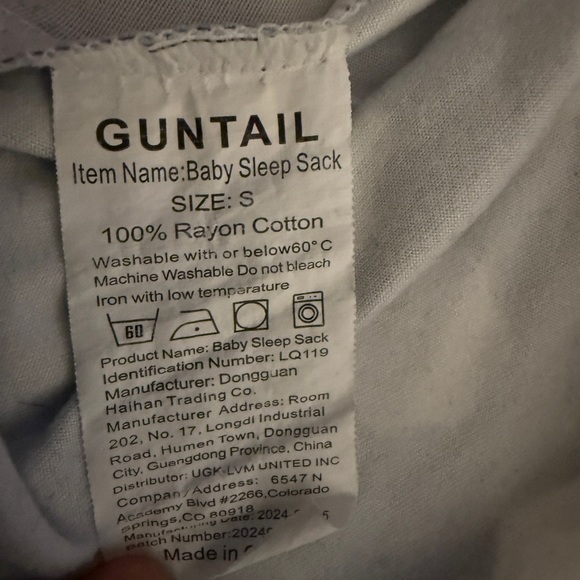 Guntail Baby Sleep Sack- Small - Picture 3 of 4